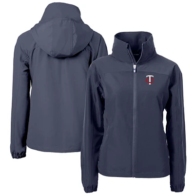 Women's Cutter & Buck Navy Minnesota Twins Charter Eco Recycled Full-Zip Jacket