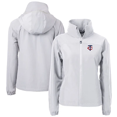 Women's Cutter & Buck Gray Minnesota Twins Charter Eco Recycled Full-Zip Jacket