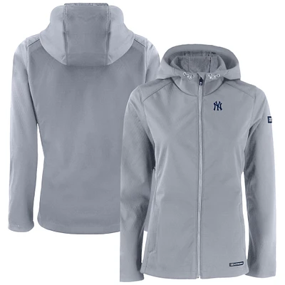 Women's Cutter & Buck Gray New York Yankees Evoke Eco Softshell Recycled Full-Zip Jacket
