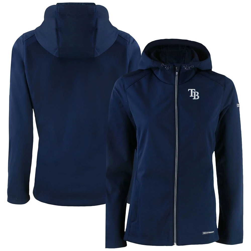 Women's Cutter & Buck Navy Tampa Bay Rays Evoke Eco Softshell Recycled Full-Zip Jacket