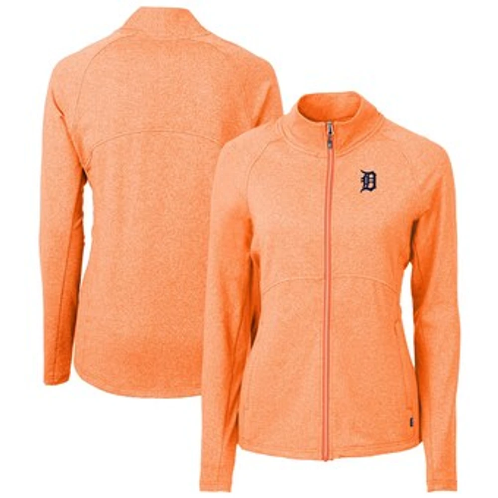 Women's Cutter & Buck Heather Orange Detroit Tigers Adapt Eco Knit Raglan Full-Zip Jacket