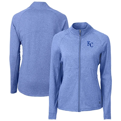Women's Cutter & Buck Heather Royal Kansas City Royals Adapt Eco Knit Raglan Full-Zip Jacket
