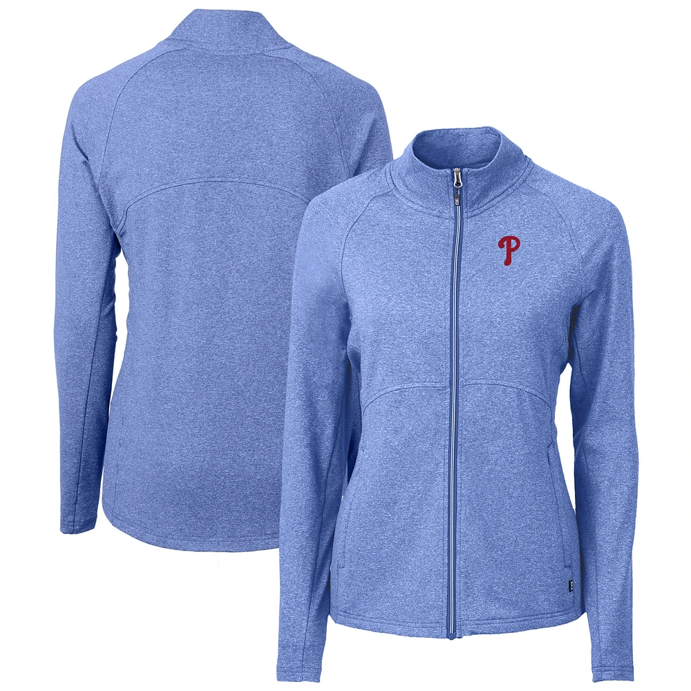 Women's Cutter & Buck Heather Royal Philadelphia Phillies Adapt Eco Knit Raglan Full-Zip Jacket