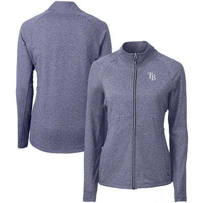 Women's Cutter & Buck Heather Navy Tampa Bay Rays Adapt Eco Knit Raglan Full-Zip Jacket