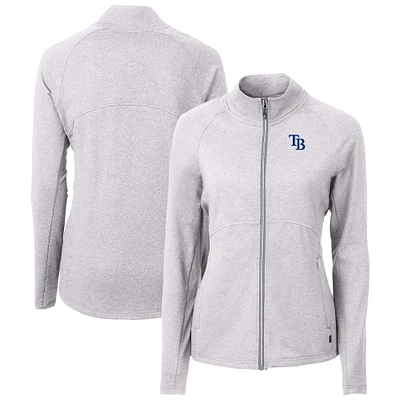 Women's Cutter & Buck Heather Gray Tampa Bay Rays Adapt Eco Knit Raglan Full-Zip Jacket