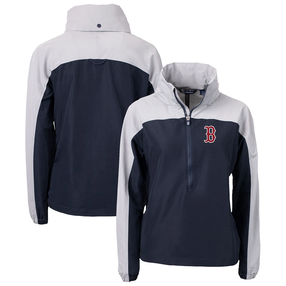 Women's Cutter & Buck Navy Boston Red Sox Charter Eco Recycled Half-Zip Anorak Jacket