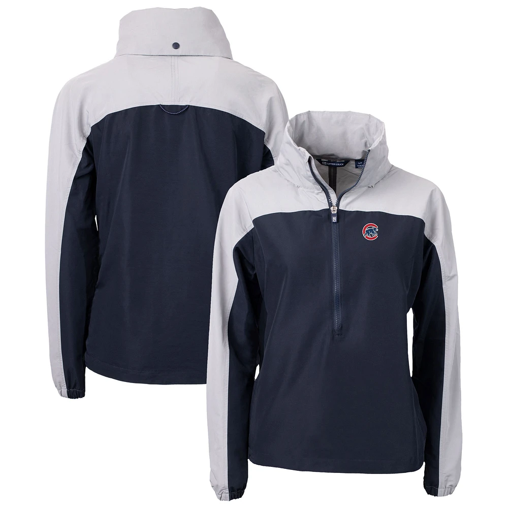 Women's Cutter & Buck Navy Chicago Cubs Charter Eco Recycled Half-Zip Anorak Jacket