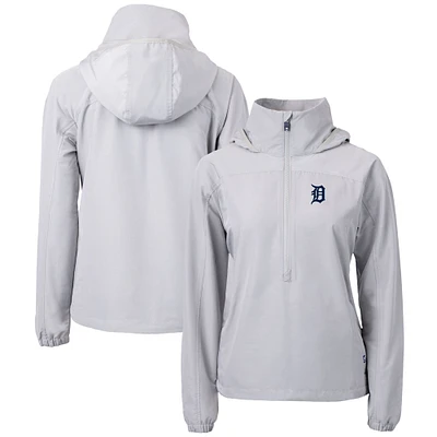 Women's Cutter & Buck Gray Detroit Tigers Charter Eco Recycled Half-Zip Anorak Jacket