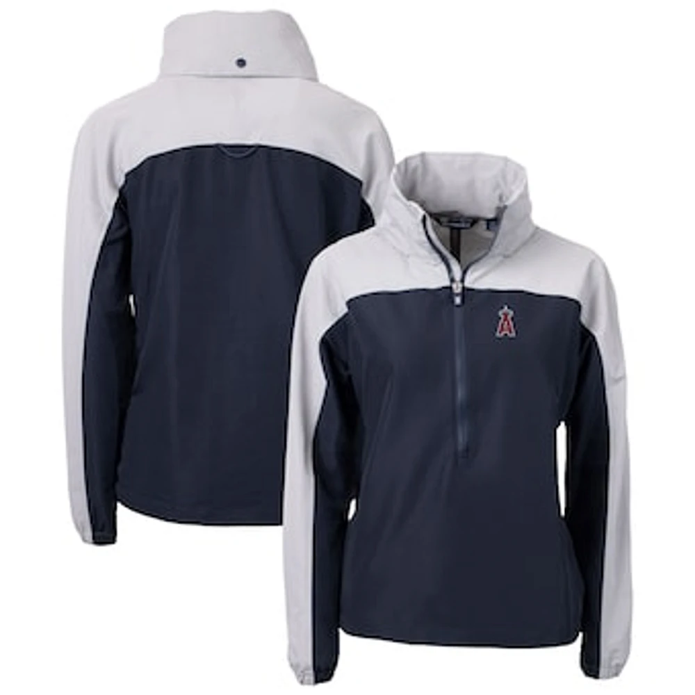 Women's Cutter & Buck Navy Los Angeles Angels Charter Eco Recycled Half-Zip Anorak Jacket
