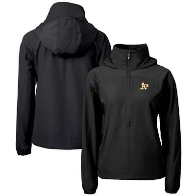Women's Cutter & Buck Black Athletics Charter Eco Recycled Half-Zip Anorak Jacket