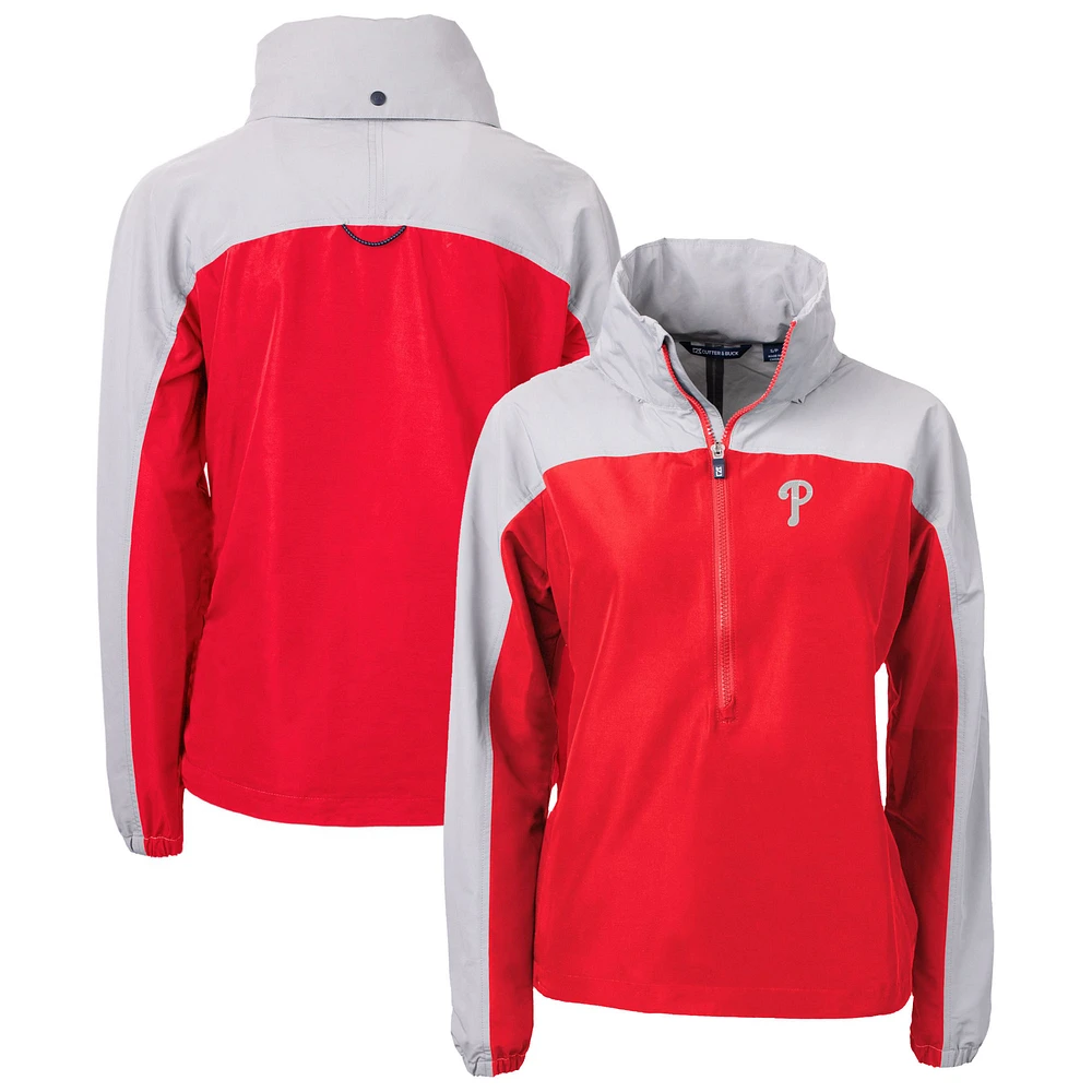 Women's Cutter & Buck Philadelphia Phillies Charter Eco Recycled Half-Zip Anorak Jacket
