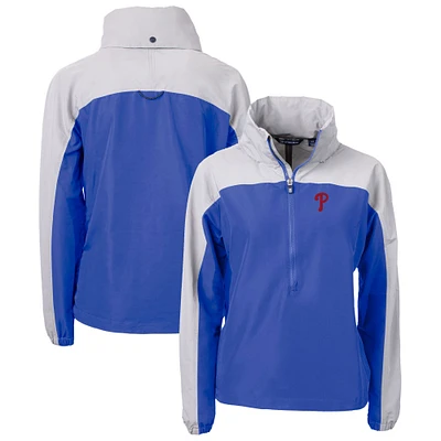 Women's Cutter & Buck Royal Philadelphia Phillies Charter Eco Recycled Half-Zip Anorak Jacket