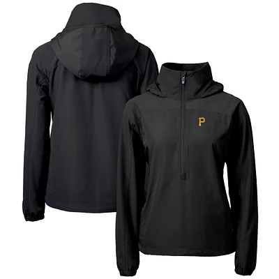 Women's Cutter & Buck Black Pittsburgh Pirates Charter Eco Recycled Half-Zip Anorak Jacket