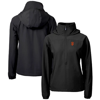 Women's Cutter & Buck Black San Francisco Giants Charter Eco Recycled Half-Zip Anorak Jacket