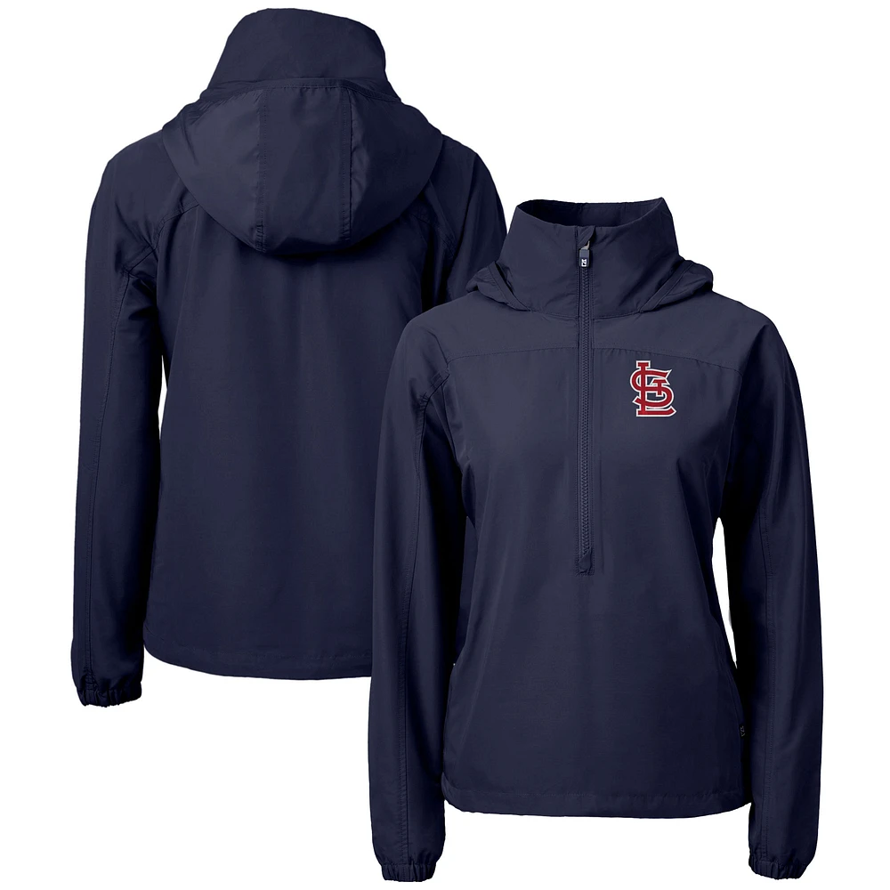 Women's Cutter & Buck Navy St. Louis Cardinals Charter Eco Recycled Half-Zip Anorak Jacket