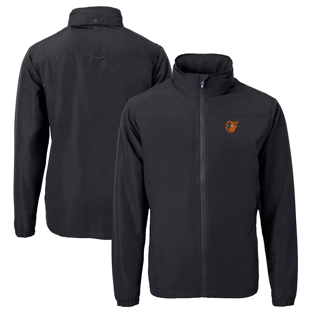 Men's Cutter & Buck Black Baltimore Orioles Big & Tall Charter Eco Recycled Full-Zip Jacket