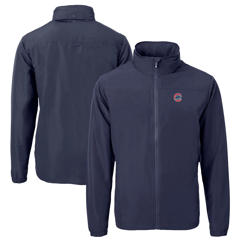 Men's Cutter & Buck Navy Chicago Cubs Big Tall Charter Eco Recycled Full-Zip Jacket