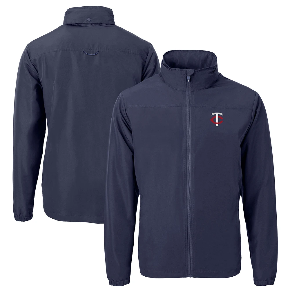 Men's Cutter & Buck Navy Minnesota Twins Big Tall Charter Eco Recycled Full-Zip Jacket