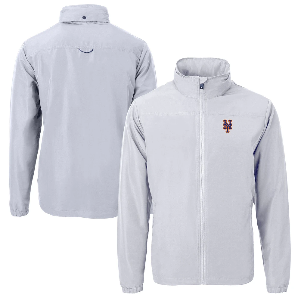 Men's Cutter & Buck Gray New York Mets Big & Tall Charter Eco Recycled Full-Zip Jacket