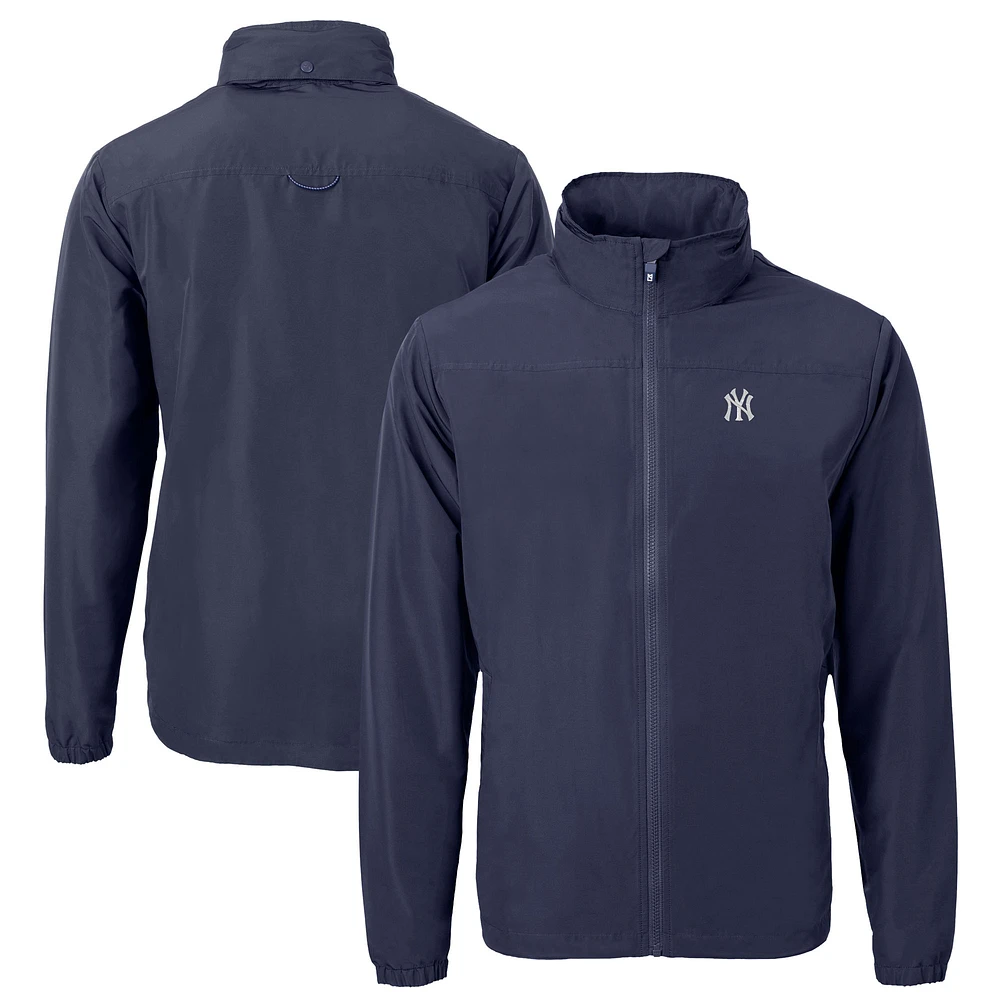 Men's Cutter & Buck Navy New York Yankees Big Tall Charter Eco Recycled Full-Zip Jacket