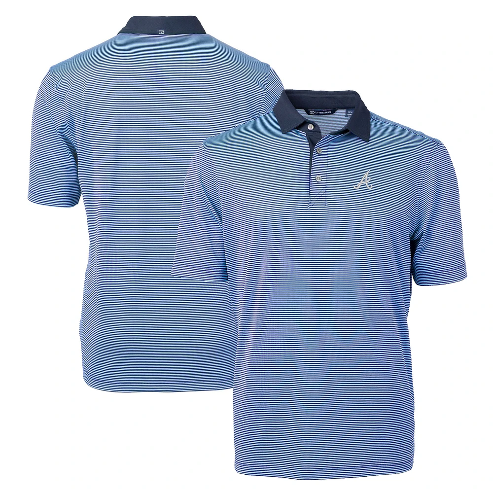 Men's Cutter & Buck Light Blue/Navy Atlanta Braves Virtue Eco Pique Micro Stripe Recycled Big Tall Polo