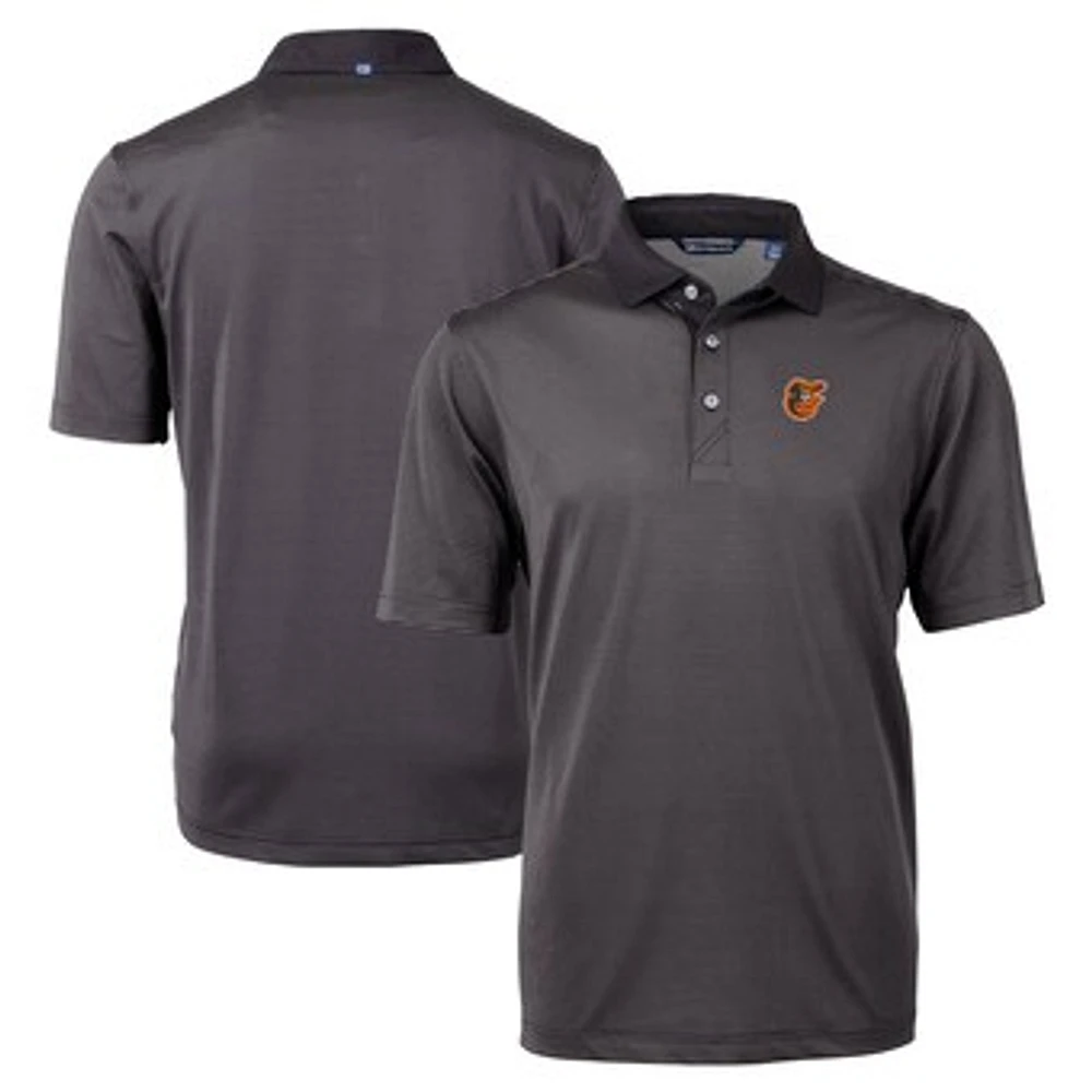 Men's Cutter & Buck Black/Gray Baltimore Orioles Virtue Eco Pique Micro Stripe Recycled Big Tall Polo