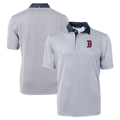 Men's Cutter & Buck Navy/White Boston Red Sox Virtue Eco Pique Micro Stripe Recycled Big Tall Polo