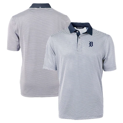 Men's Cutter & Buck Navy/White Detroit Tigers Virtue Eco Pique Micro Stripe Recycled Big Tall Polo