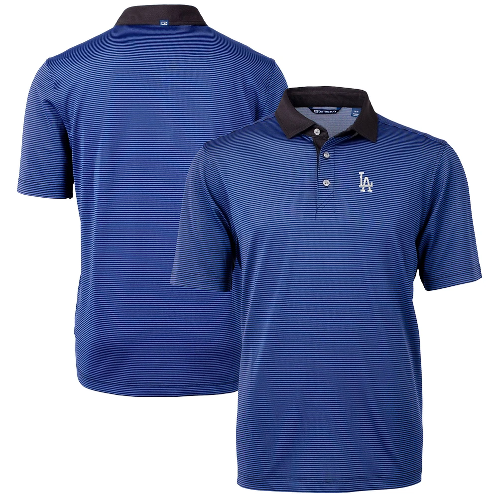 Men's Cutter & Buck Royal/Black Los Angeles Dodgers Virtue Eco Pique Micro Stripe Recycled Big Tall Polo