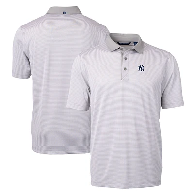 Men's Cutter & Buck Gray/White New York Yankees Virtue Eco Pique Micro Stripe Recycled Big Tall Polo