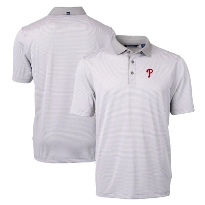 Men's Cutter & Buck Gray/White Philadelphia Phillies Virtue Eco Pique Micro Stripe Recycled Big Tall Polo