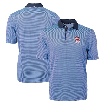 Men's Cutter & Buck Light Blue/Navy St. Louis Cardinals Virtue Eco Pique Micro Stripe Recycled Big Tall Polo