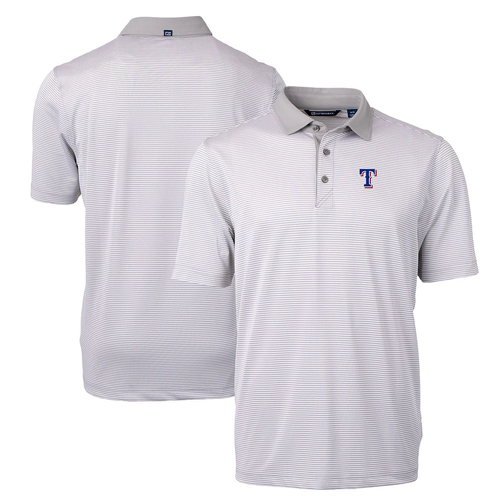 Men's Cutter & Buck Gray/White Texas Rangers Virtue Eco Pique Micro Stripe Recycled Big Tall Polo
