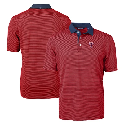 Men's Cutter & Buck Red/Navy Texas Rangers Virtue Eco Pique Micro Stripe Recycled Big Tall Polo