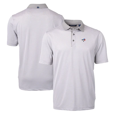Men's Cutter & Buck Gray/White Toronto Blue Jays Virtue Eco Pique Micro Stripe Recycled Big & Tall Polo