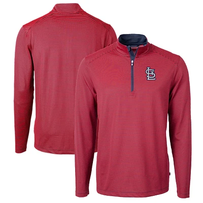 Men's Cutter & Buck Navy/ St. Louis Cardinals Virtue Eco Pique Micro Stripe Big Tall Recycled Quarter-Zip Pullover Top