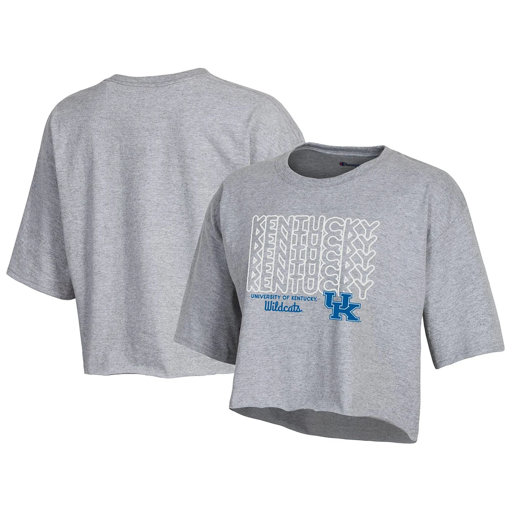 Women's Champion Heather Gray Kentucky Wildcats Boyfriend Cropped T-Shirt