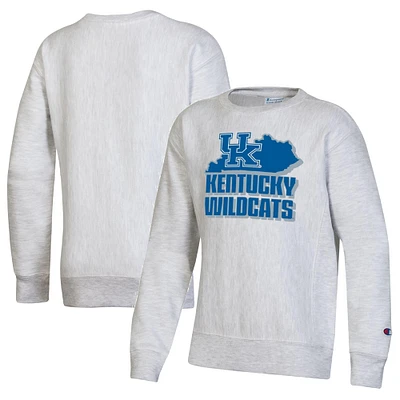 Youth Champion Heather Gray Kentucky Wildcats Reverse Weave Pullover Sweatshirt
