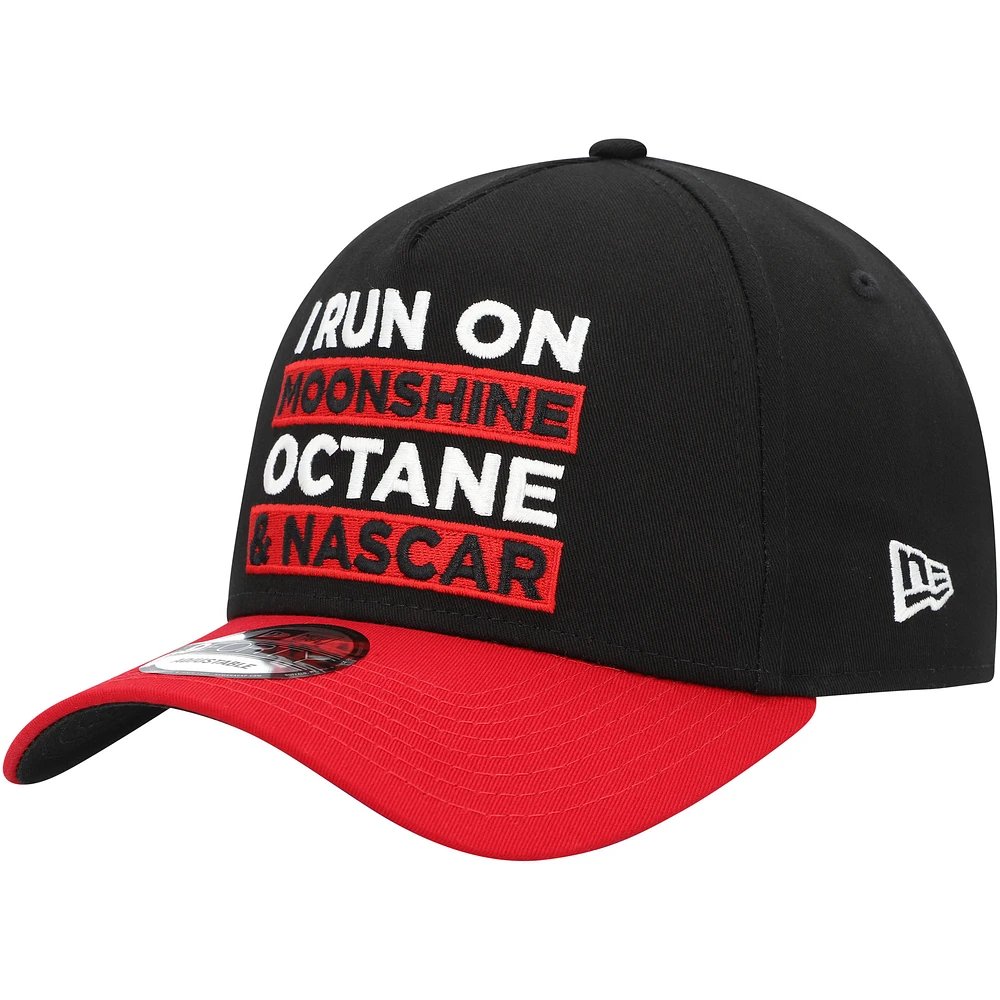 Men's New Era Black/Scarlet NASCAR 9FORTY A-Frame Trucker Snapback Hat