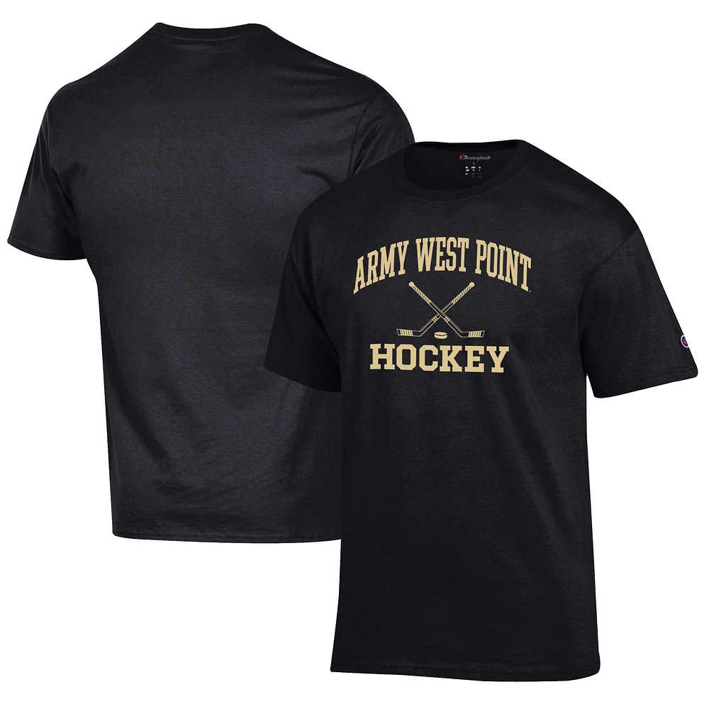 Men's Champion Black Army Knights Hockey Icon T-Shirt