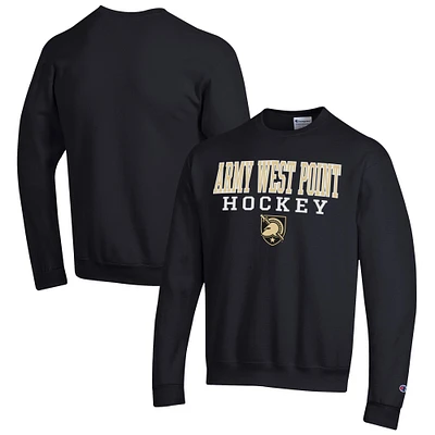 Men's Champion Black Army Knights Hockey Stack Pullover Sweatshirt