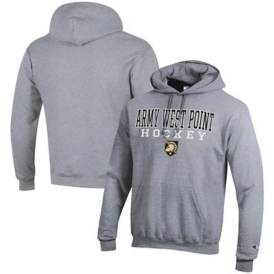 Men's Champion Gray Army Black Knights Hockey Stack Pullover Hoodie