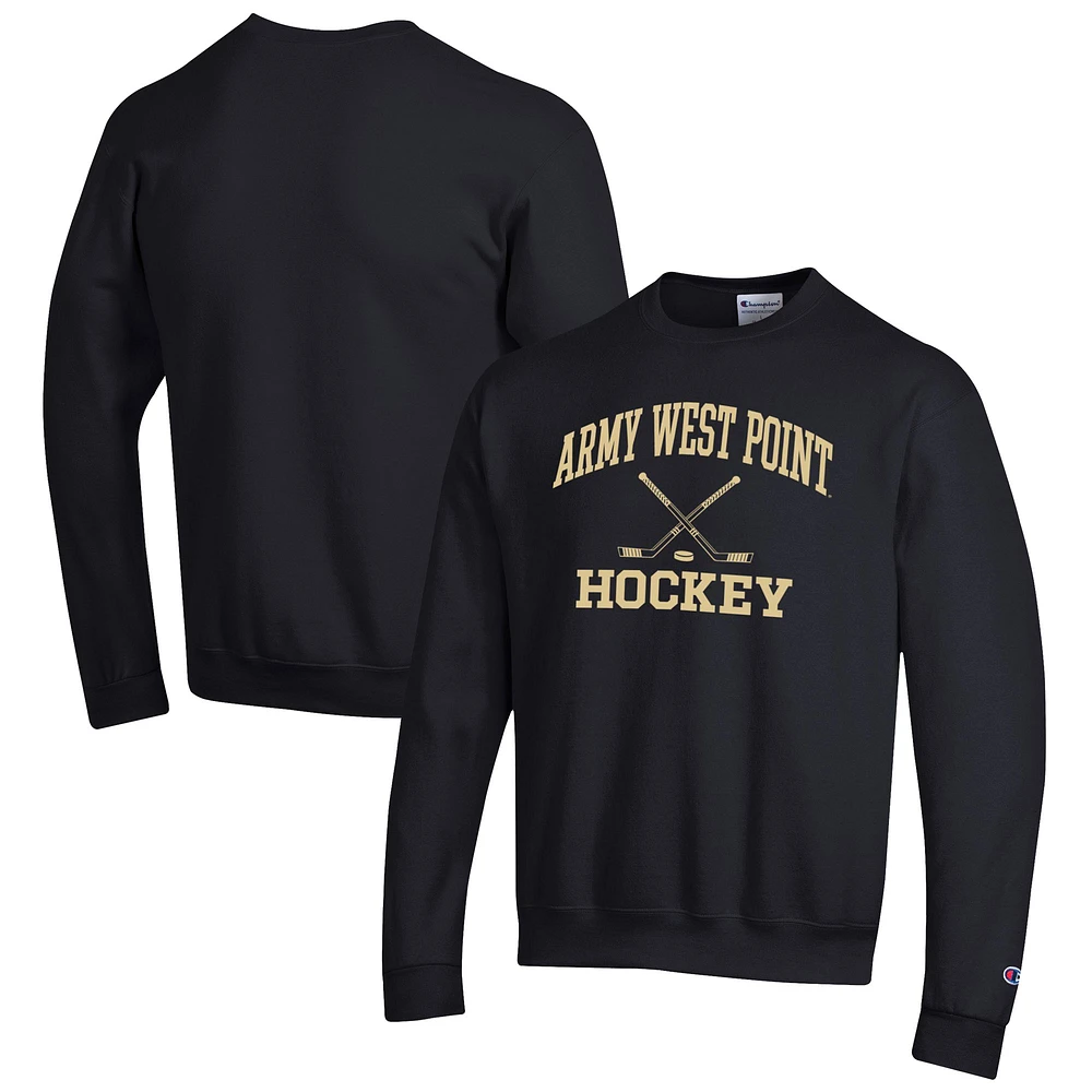 Men's Champion Black Army Knights Hockey Icon Pullover Sweatshirt