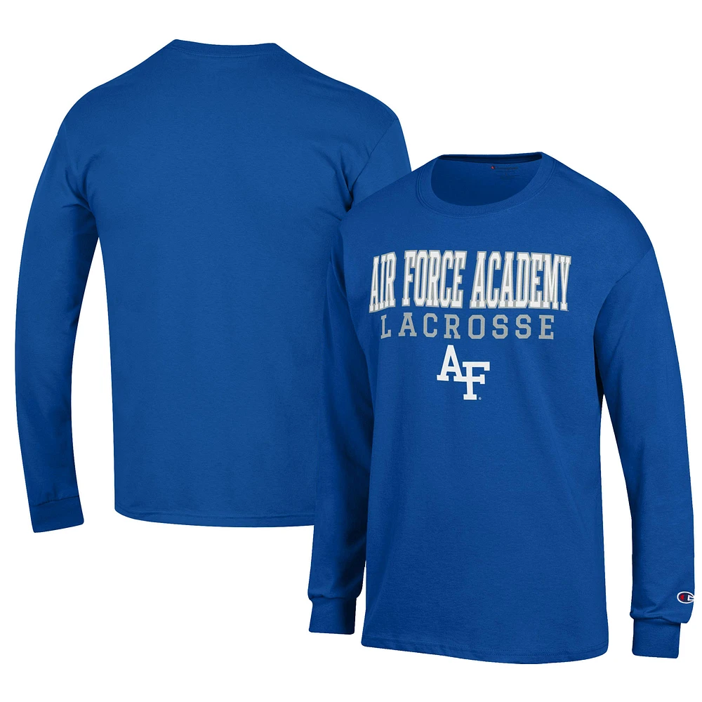 Men's Champion Royal Air Force Falcons Lacrosse Stack Long Sleeve T-Shirt