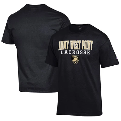 Men's Champion Black Army Knights Lacrosse Stack T-Shirt