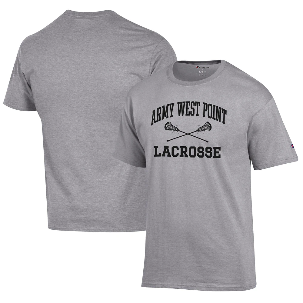 Men's Champion Gray Army Black Knights Lacrosse Icon T-Shirt