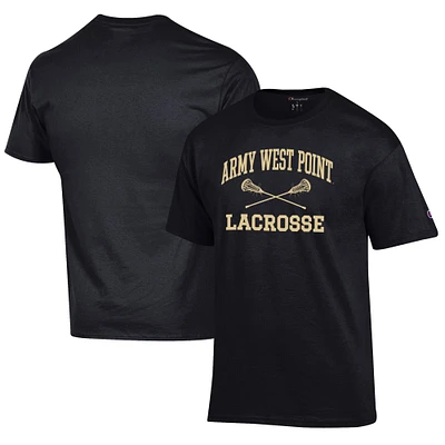 Men's Champion Black Army Knights Lacrosse Icon T-Shirt