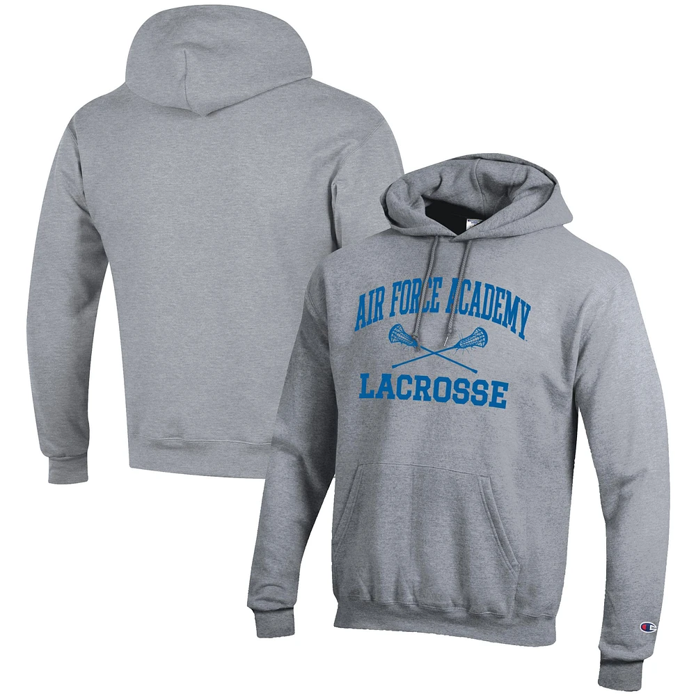 Men's Champion Gray Air Force Falcons Lacrosse Icon Pullover Hoodie