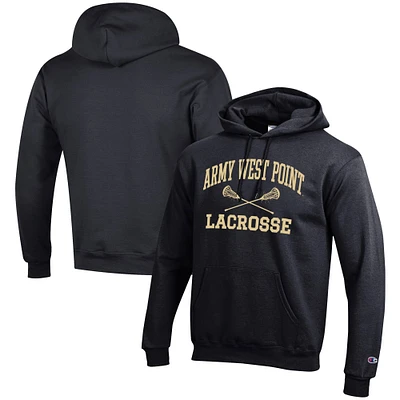 Men's Champion Black Army Knights Lacrosse Icon Pullover Hoodie