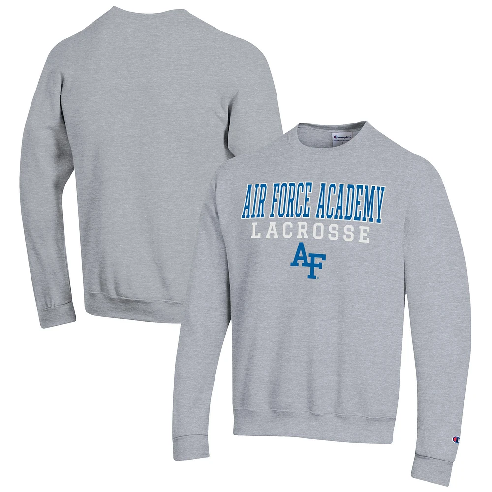 Men's Champion Gray Air Force Falcons Lacrosse Stack Pullover Sweatshirt
